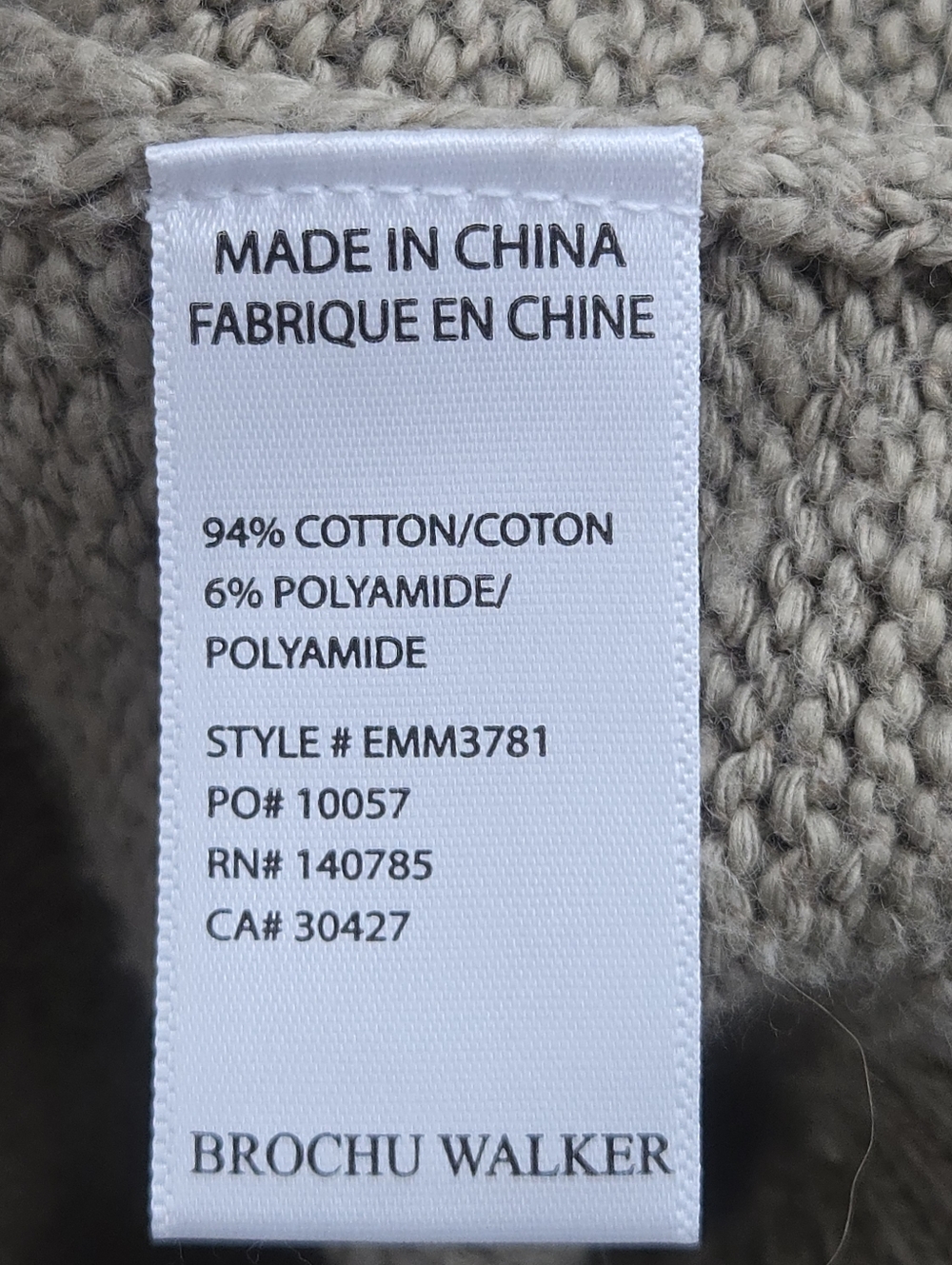 Brochu Walker Sweater Marlowe Taupe Tan‎ Cotton Cropped Henley - Picture 12 of 15